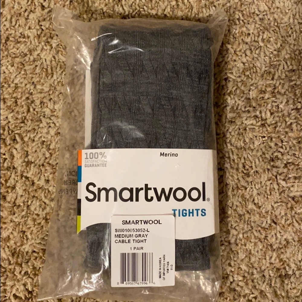 Smartwool Cable Knit Gray Tights Medium NWT/bag